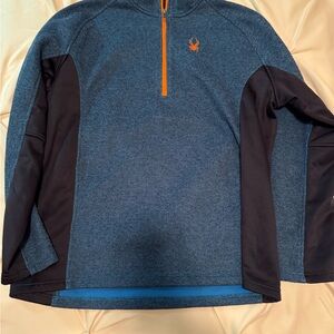 Men's Spyder Blue and Black Quarter-Zip Sweater